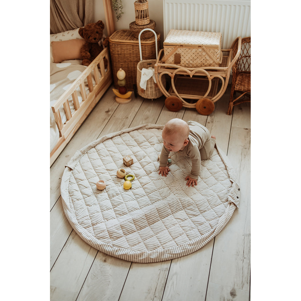 Play&Go To-i-én babytæppe, økologisk – Stripes blue