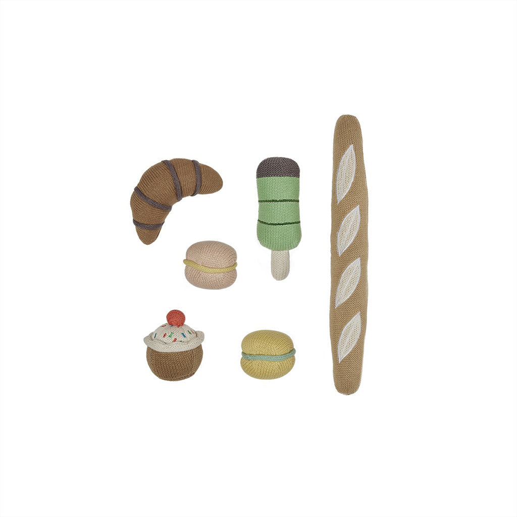 OYOY Yummy Mini legemad: Blødt legetøj med is, kager, croissant og baguette.