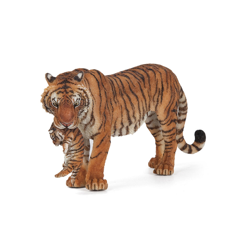 Papo hun tiger med unge i munden figur