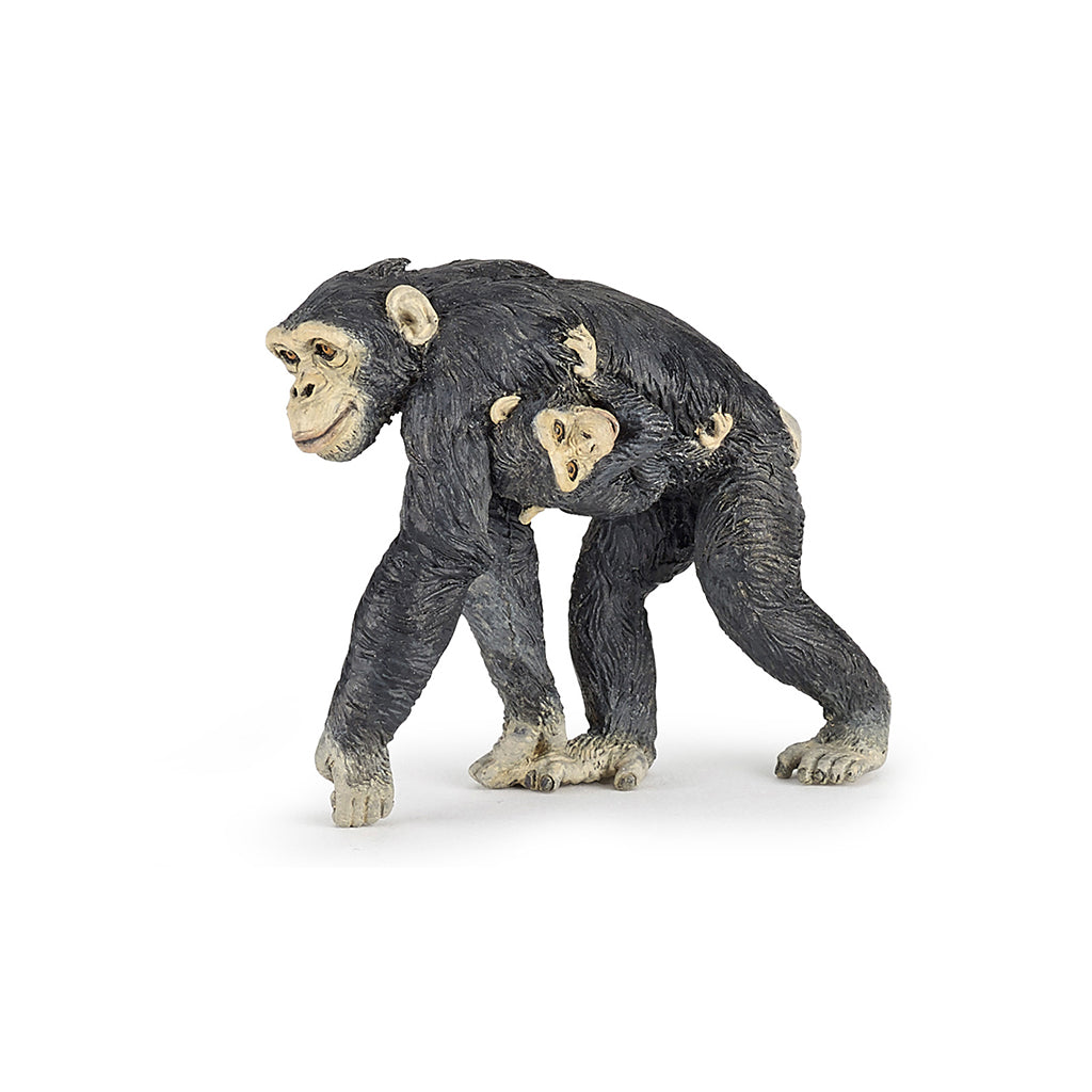 Papo Chimpanse med unge legetøjsfigur i detaljeret udgave