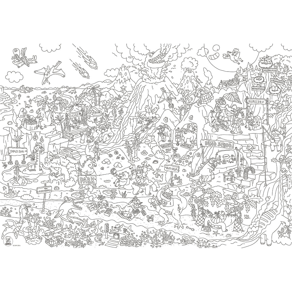 Omy stor plakat til fargelegging, 70 x 100 cm – Dinos