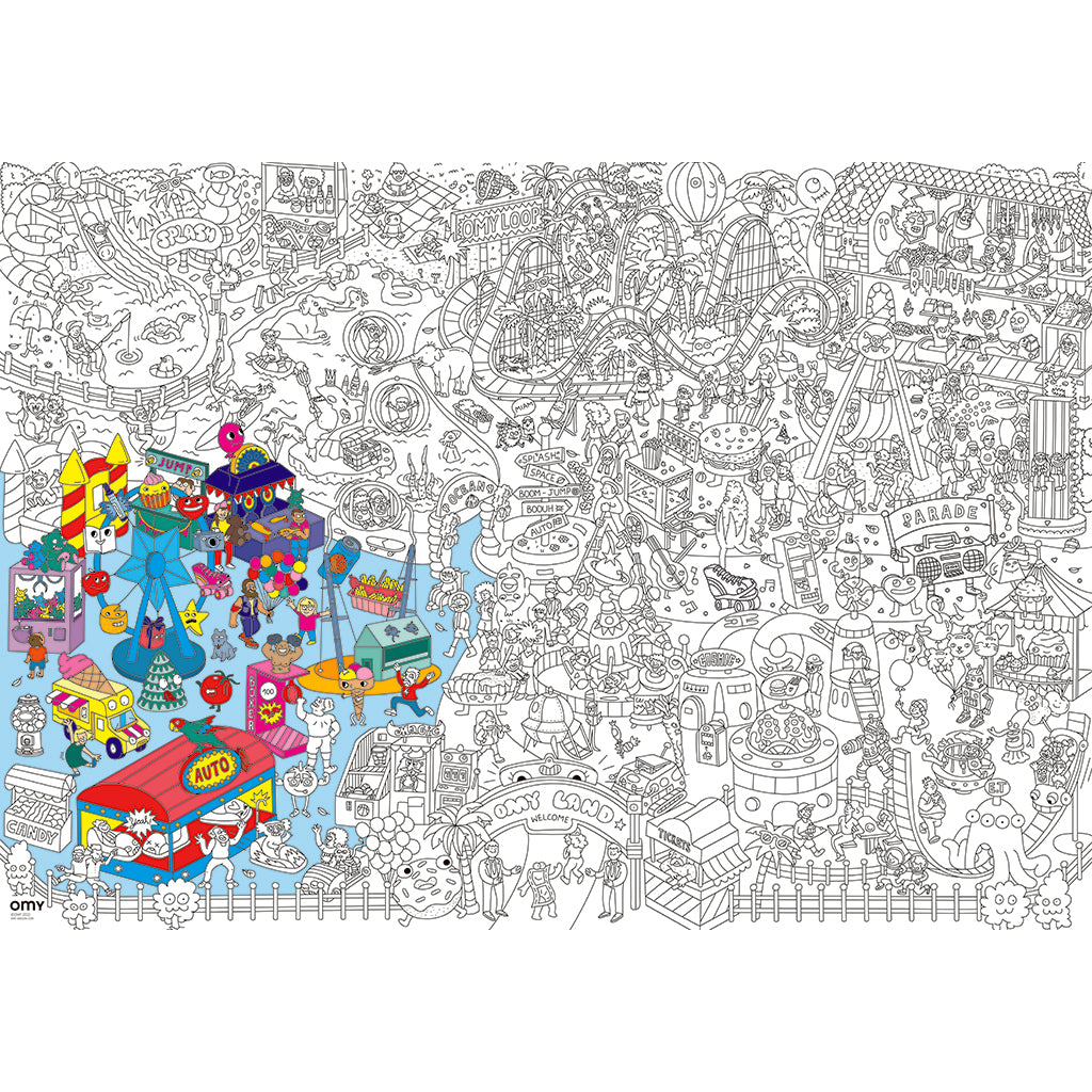 Omy stor plakat for fargelegging, 70 x 100 cm - Fun park