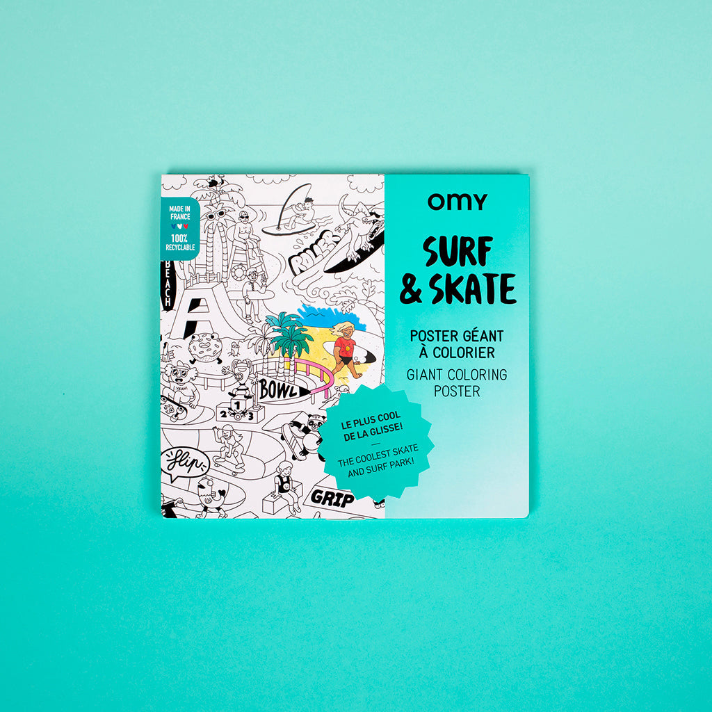 Omy stor fargeleggingsplakat, 70 x 100 cm - Surf & skate.