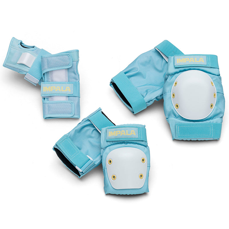 Impala beskyttelsesutstyr til rulleskøyter, voksen, Sky blue/yellow - Str. S