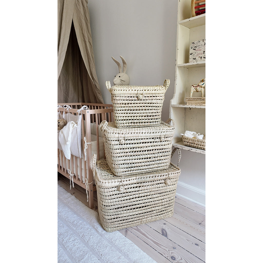 Lubilu Trunk kurvekoffert i palmeblad, 60 x 35 x 35 cm