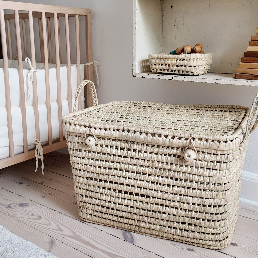 Lubilu Trunk kurvekoffert i palmeblad, 60 x 35 x 35 cm