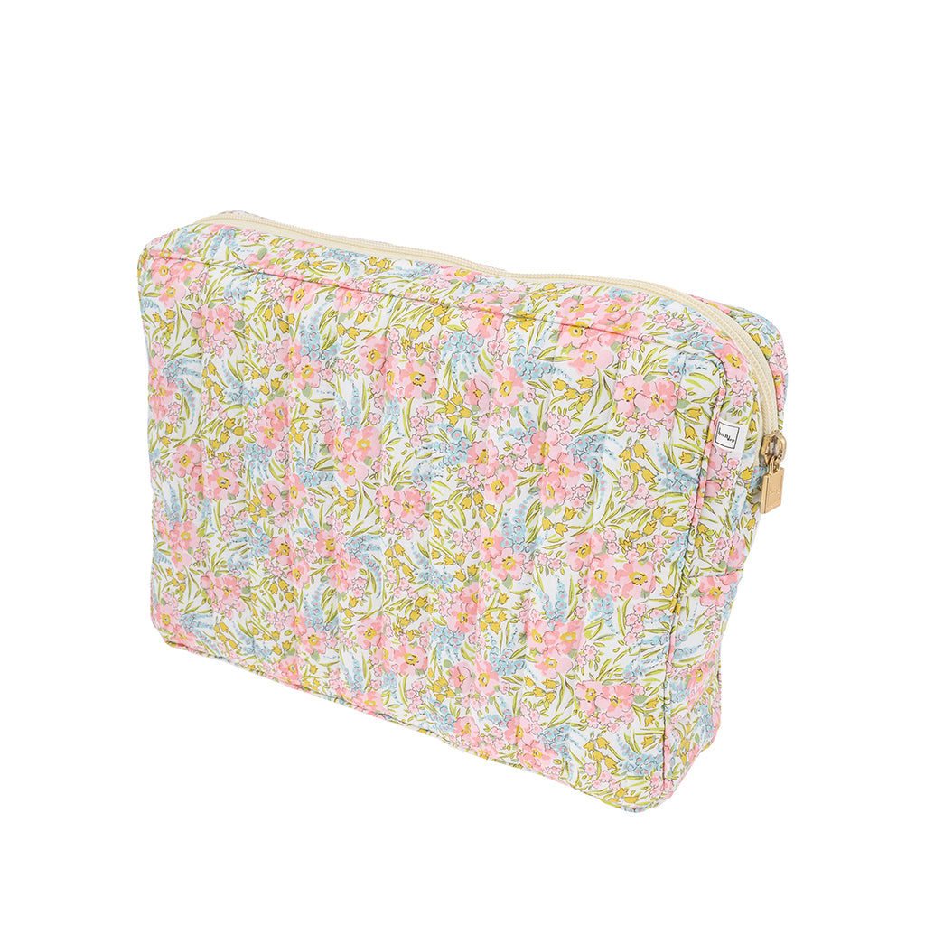 Bon Dep Pouch big, elegant toalettmappe med Liberty - Swirling petals pink