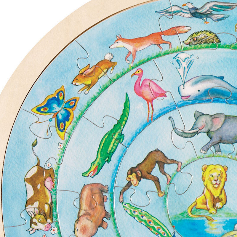 Puslespill med dyremotiver, rundt - 27 brikker