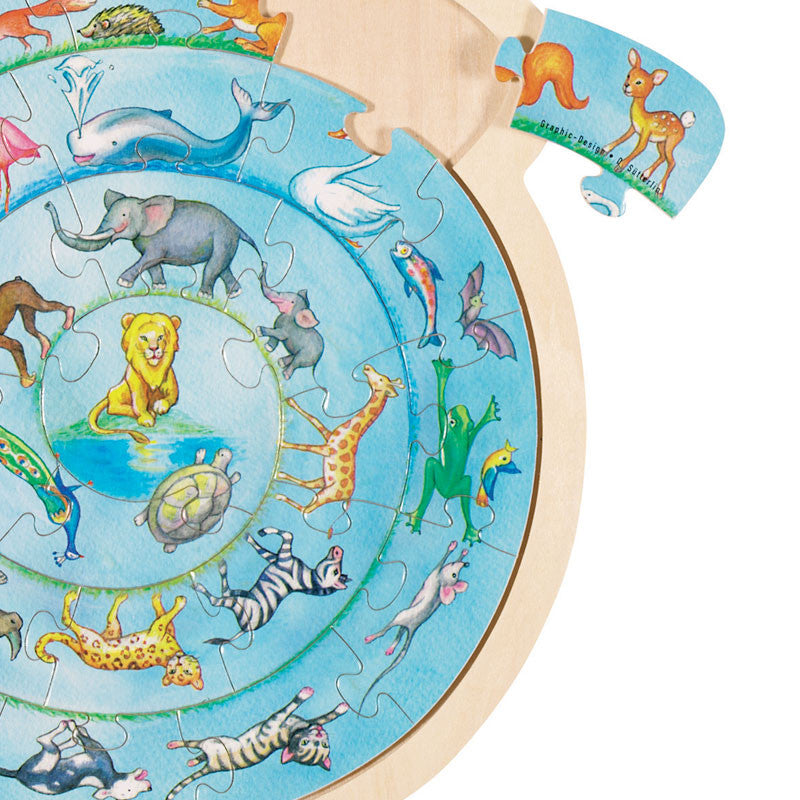 Puslespill med dyremotiver, rundt - 27 brikker