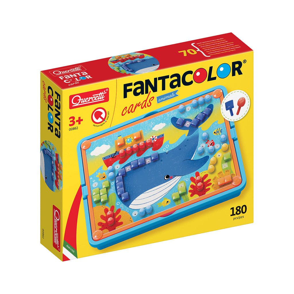 Quercetti sømbræt Fantacolor dyr i gul æske