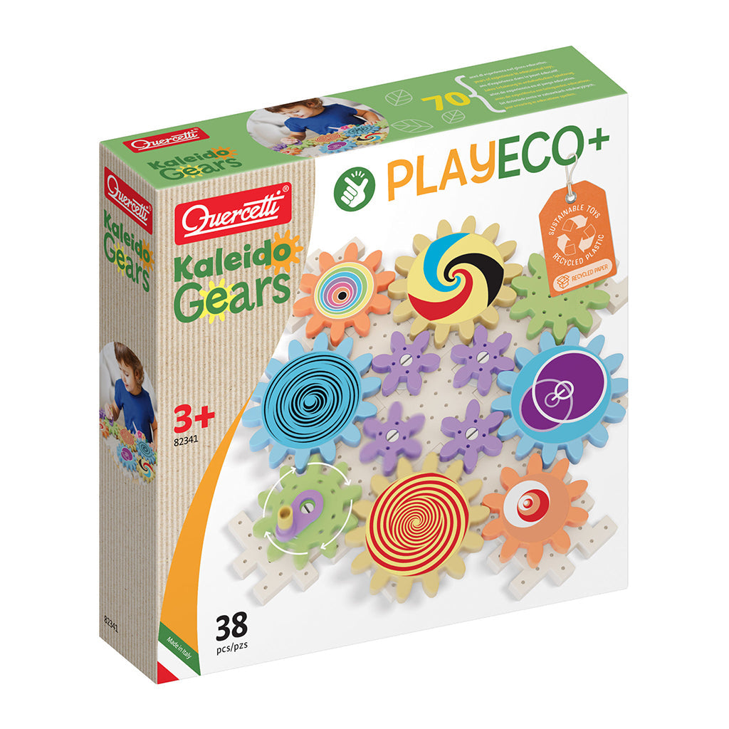 Quercetti PlayEco+ Kaleido Gears byggesæt med tandhjul af genanvendt plast