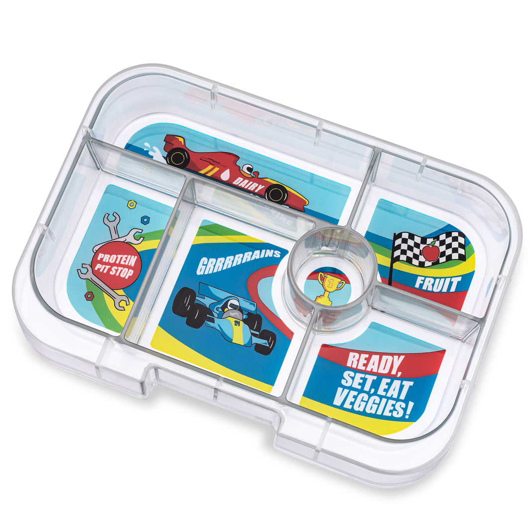 Yumbox matboks med 6 rom, Original – Surf Blue / Race Cars tray