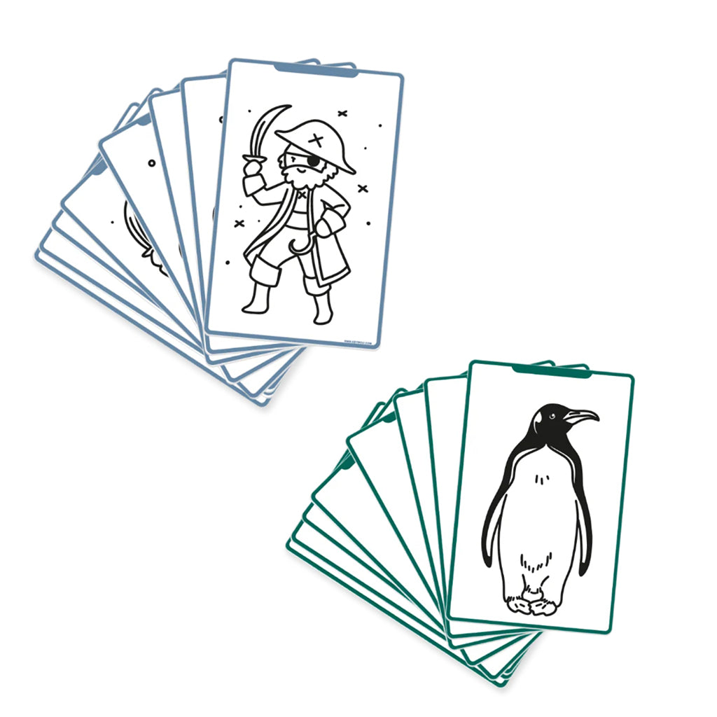 KidyDraw mini refill-kort med tegneskabeloner, Oceans & pirates