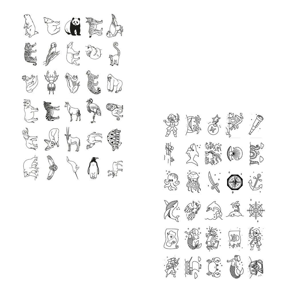KidyDraw mini refill-kort med tegneskabeloner, Oceans & pirates