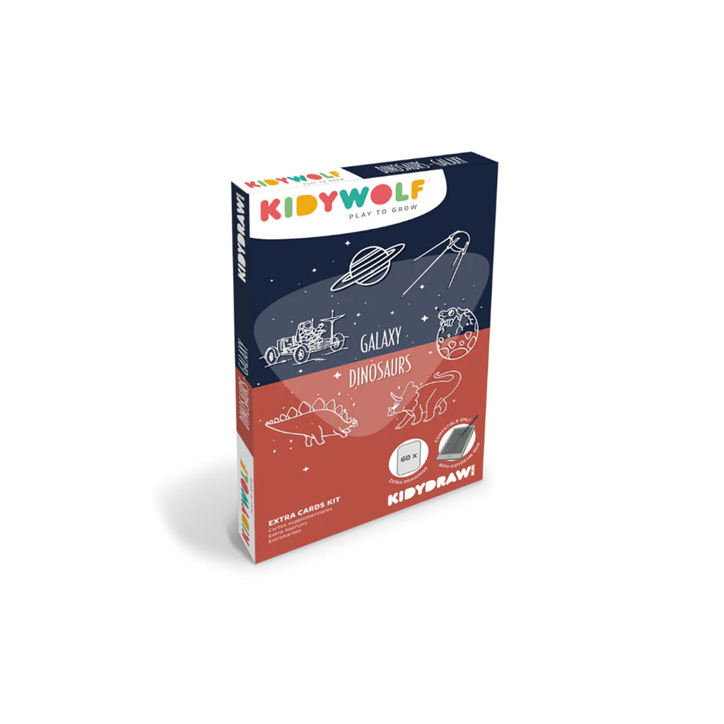 KidyDraw mini refill-kort m tegneskabeloner, Galaxy and dinosaurs