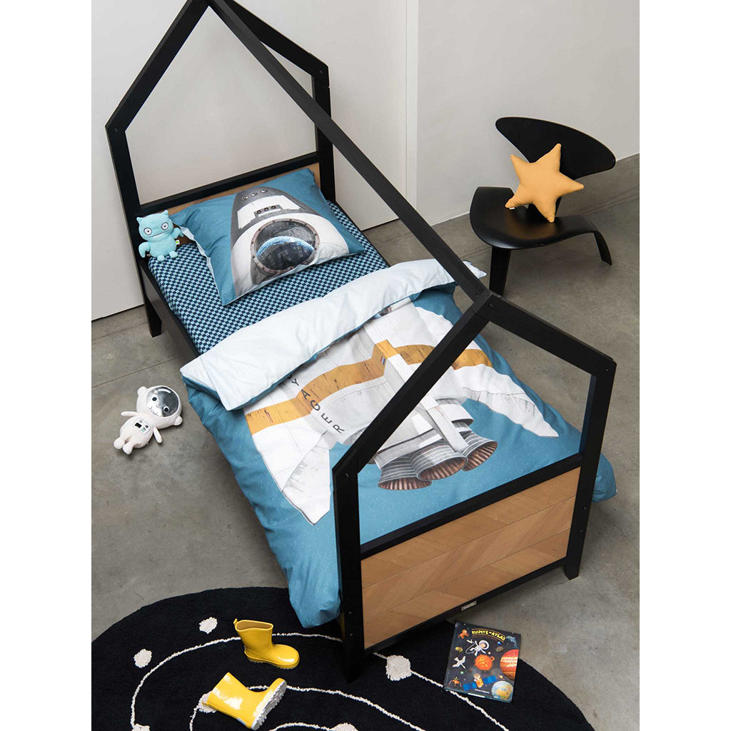 Snurk voksensengetøy, økologisk - Rocket smokey blue