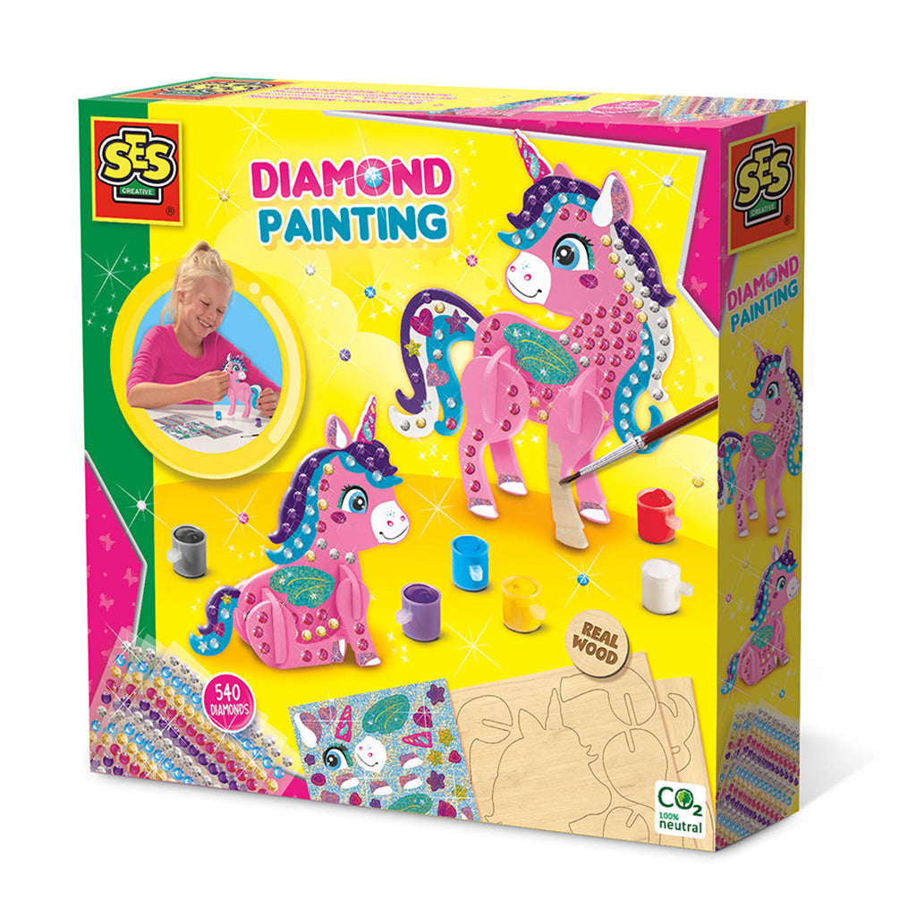 SES Creative Diamantmosaik 3D enhjørning pakke med to figurer