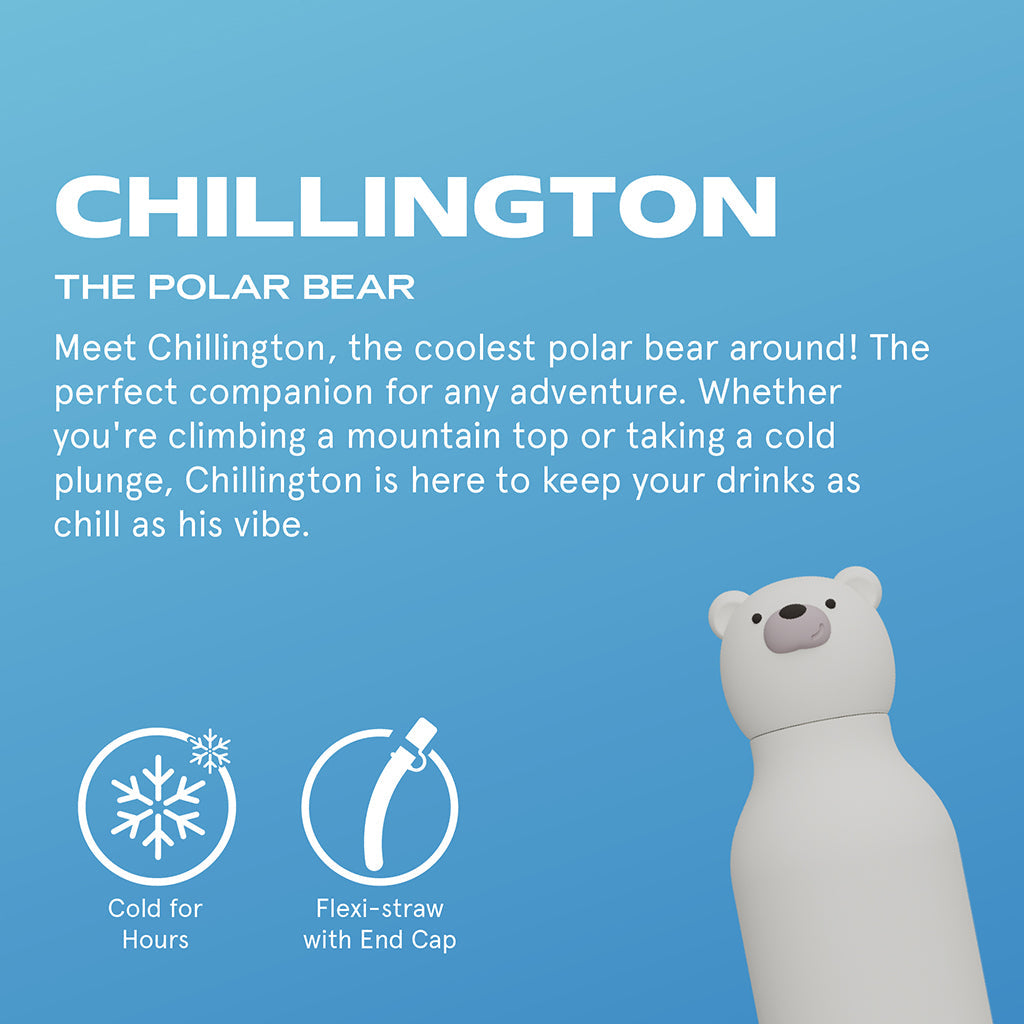 Asobu Bestie Animal termo drikkeflaske, 460 ml – Isbjørn