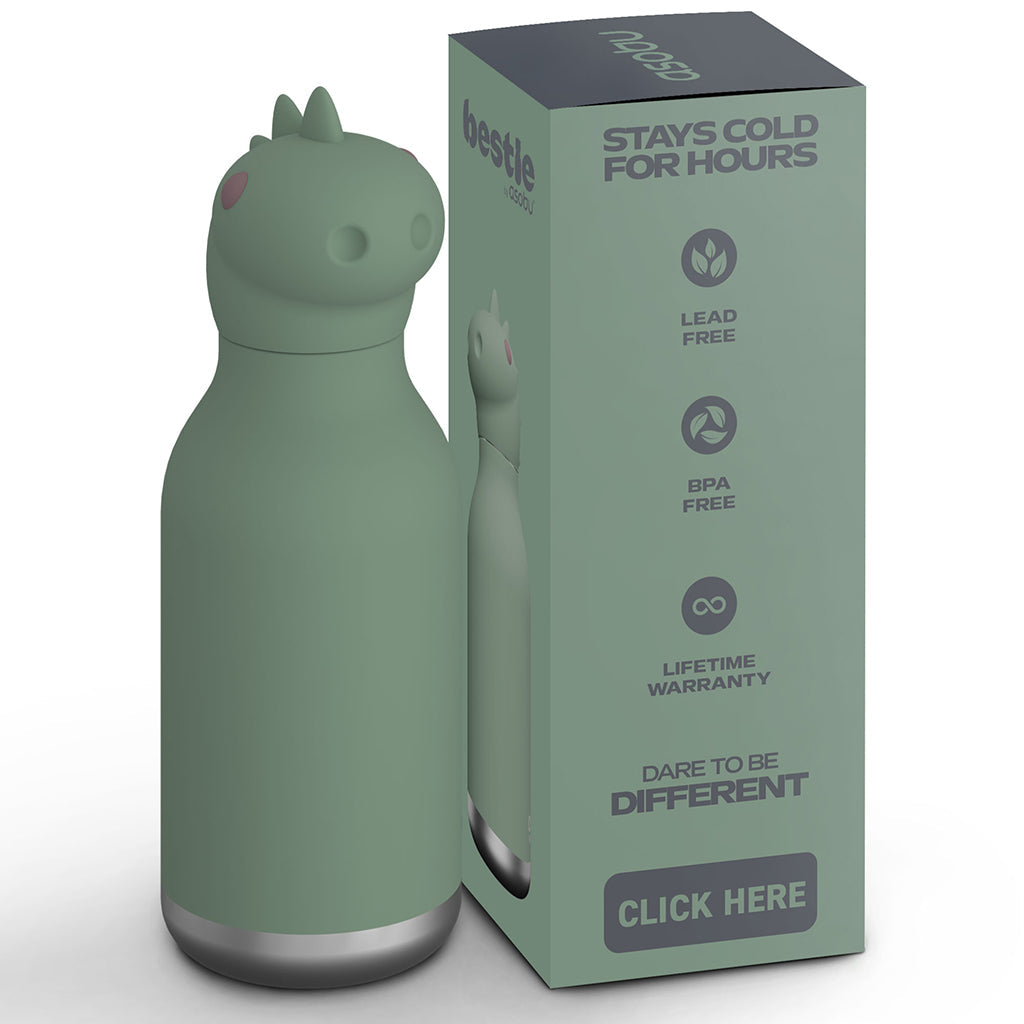 Asobu Bestie Animal termo drikkeflaske, 460 ml. - Dinosaur