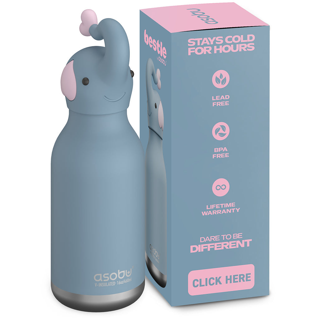 Asobu Bestie Animal termo drikkeflaske, 460 ml - Elefant