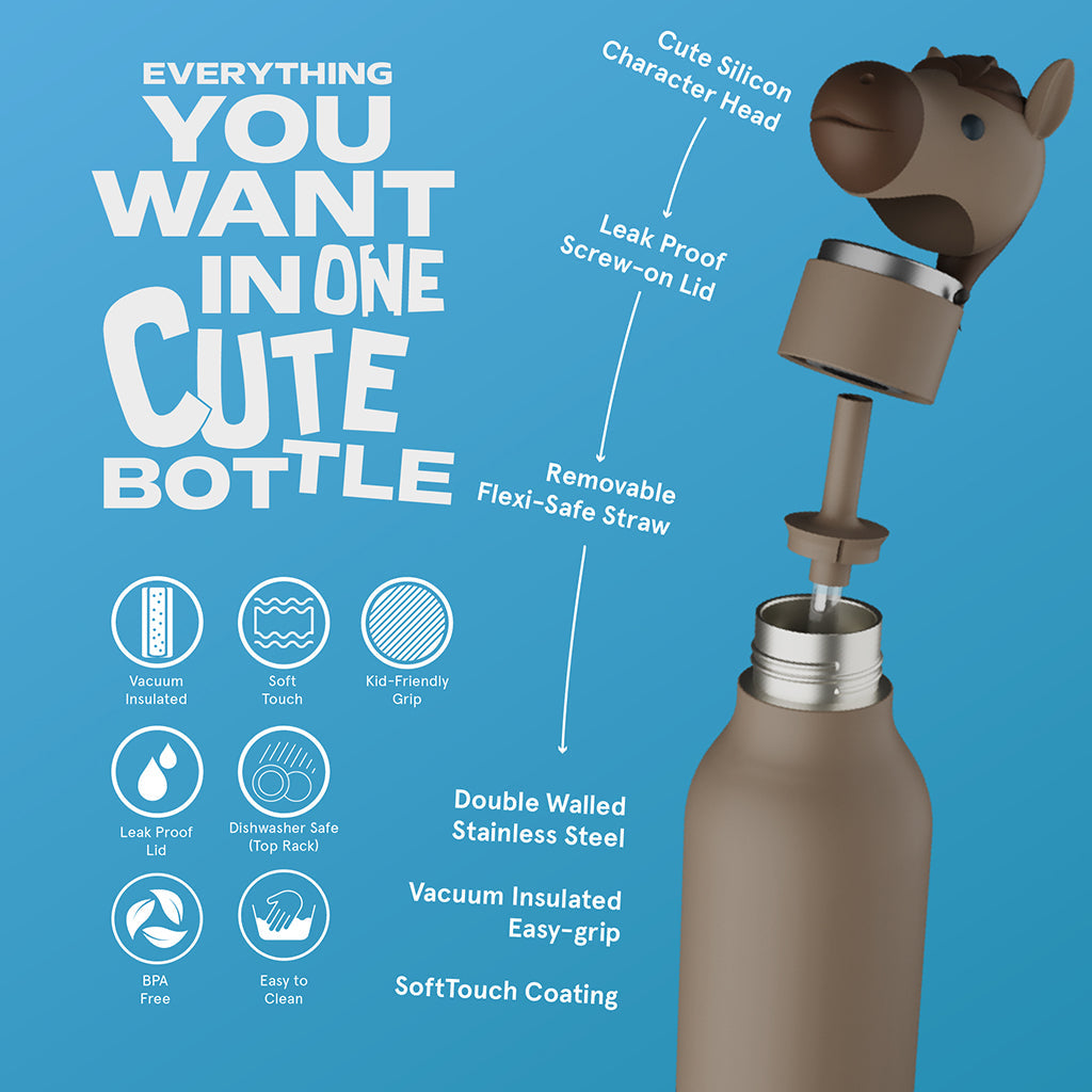 Asobu Bestie Animal termo drikkeflaske, 460 ml. - Hest