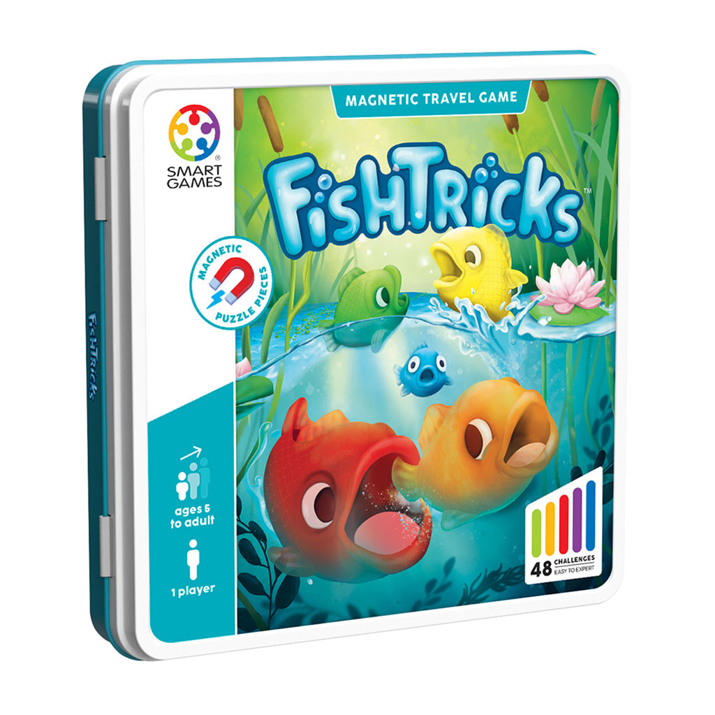 SmartGames FishTricks magnetisk rejsespil cover med fiskemotiv