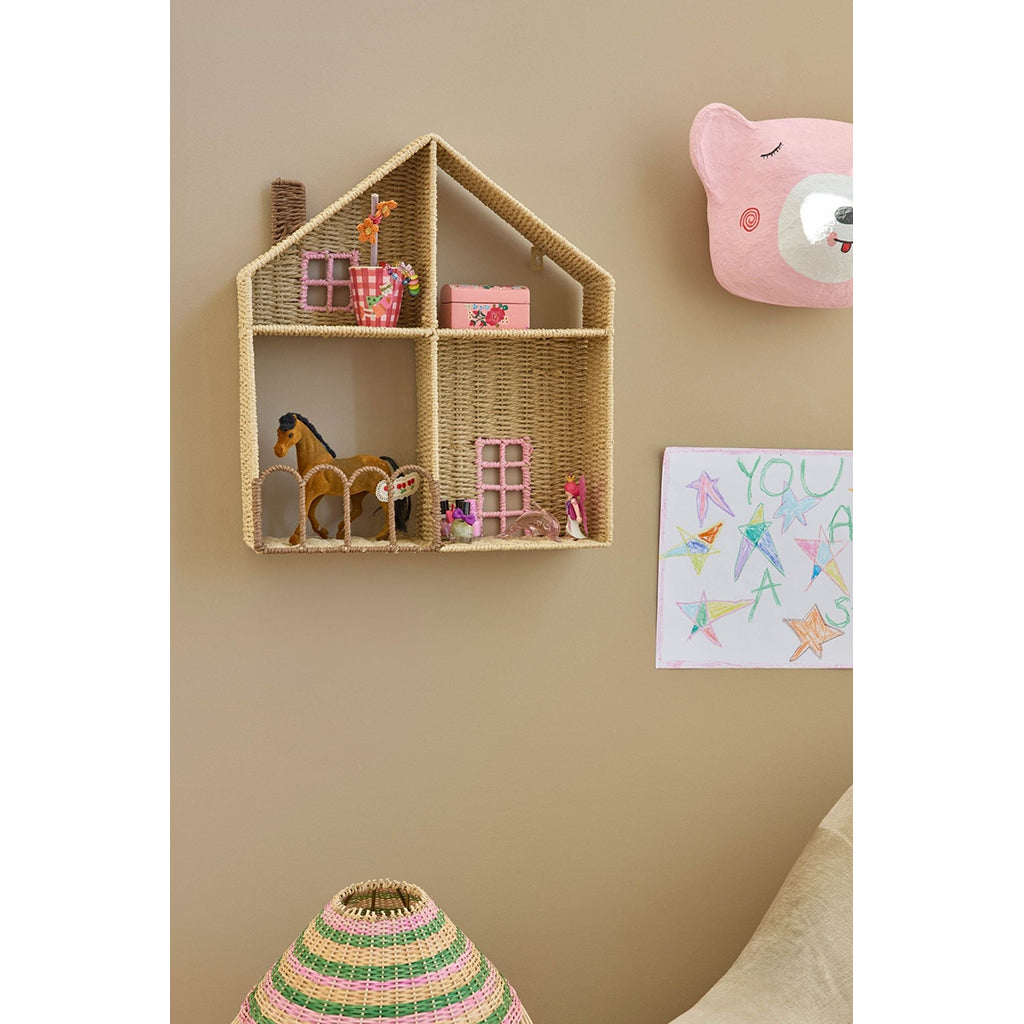Rice House Shelf, Vegghylle med 4 rom – Pink