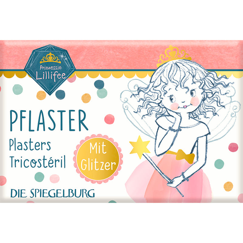 Prinsesse Lillefe plaster med glitter på hvid baggrund
