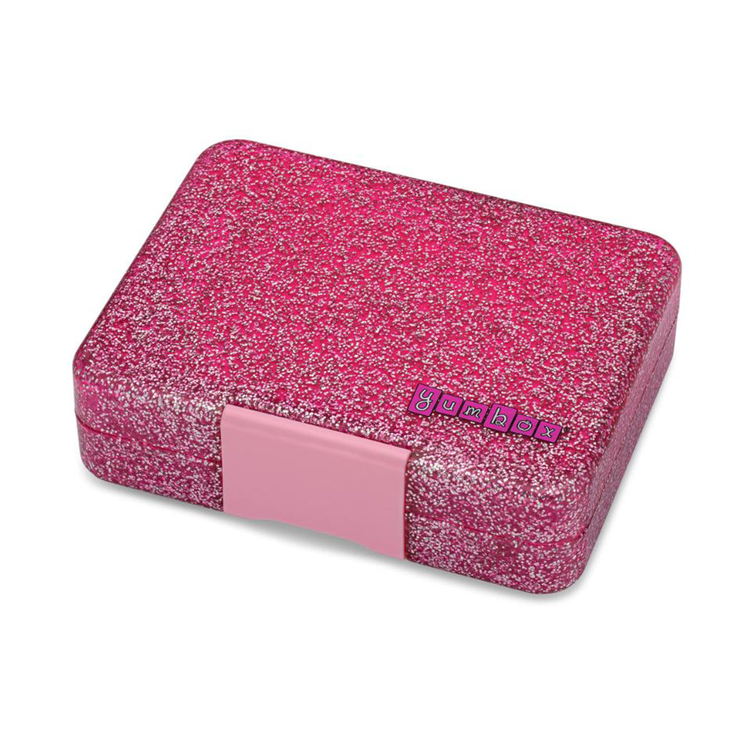 Yumbox matboks med 3 rom, Snack - Sparkle pink glitter/Pink clear