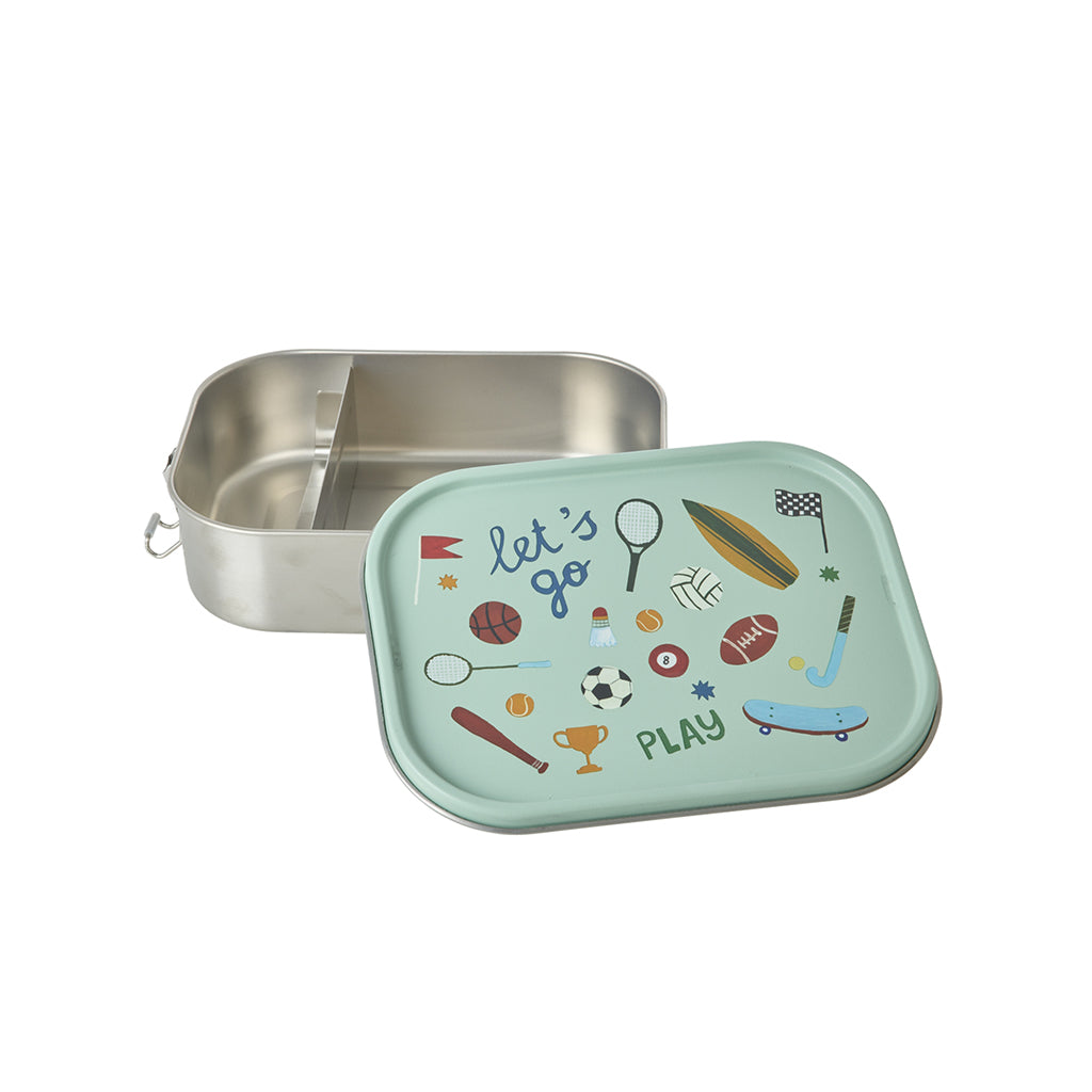 Rice matboks i rustfritt stål med skillevegg, stor – Soft green sports print