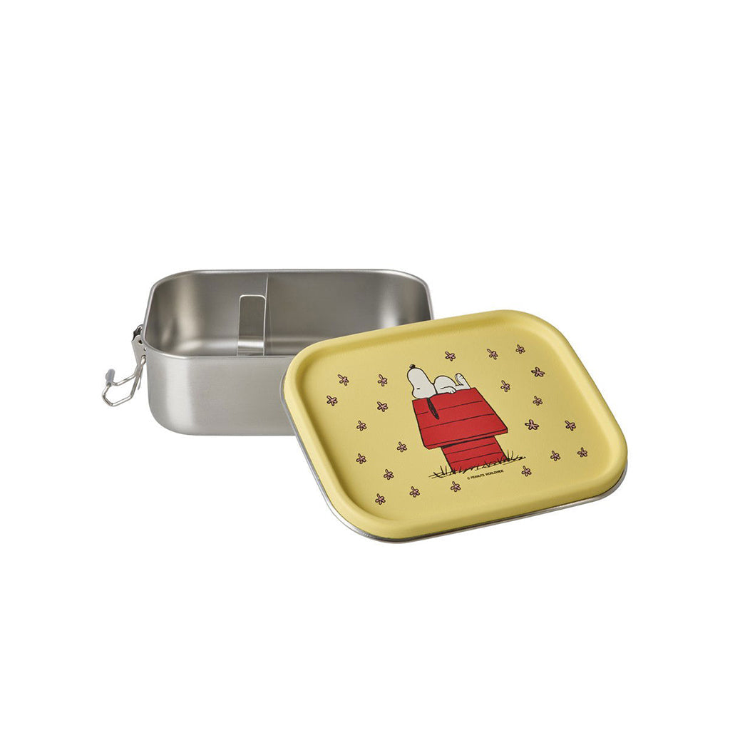 Rice matboks i rustfritt stål med skillevegg, liten, Snoopy - Yellow