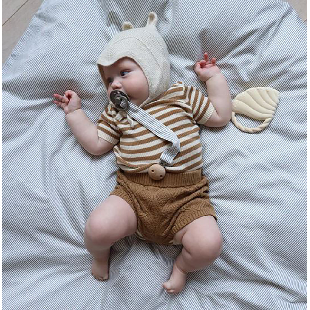 Cam Cam brodert smokkelenke, økologisk - Classic stripes blue