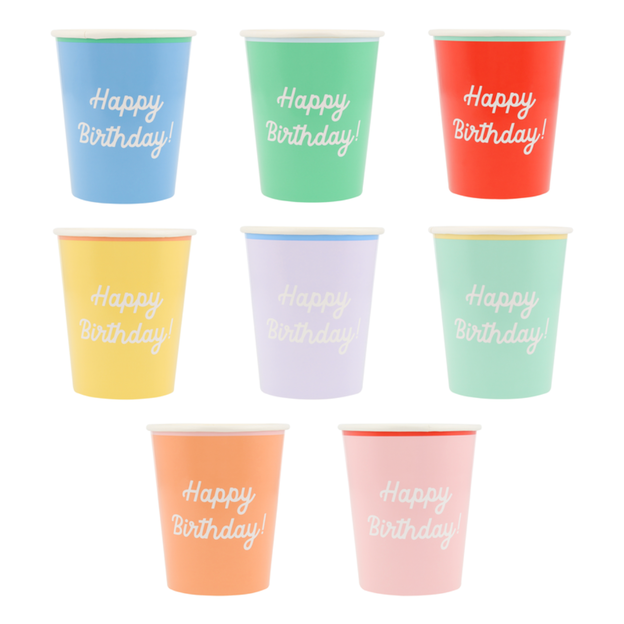 Meri Meri papkrus, Mixed Happy birthday – 8 stk