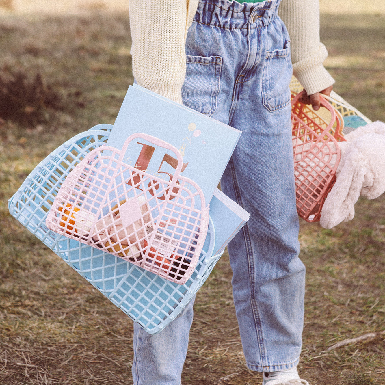 Sun Jellies Retro kurv, stor - Peach