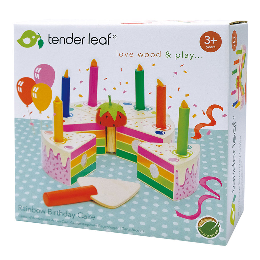 Tender Leaf, Lekemat i tre, Bløtkake med lys - Regnbue