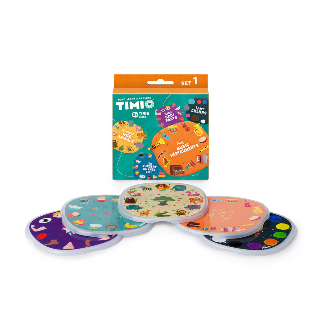 TIMIO Disc sæt 1 - Vilde dyr, børnerim, farver, musik og kroppens dele