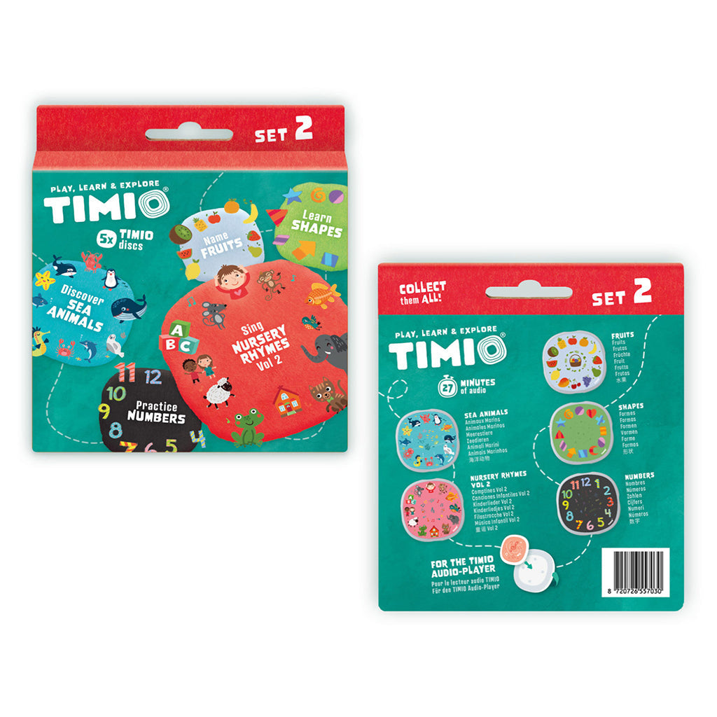 TIMIO Disc sett 2, Tall, barnesanger, havdyr, former og frukt
