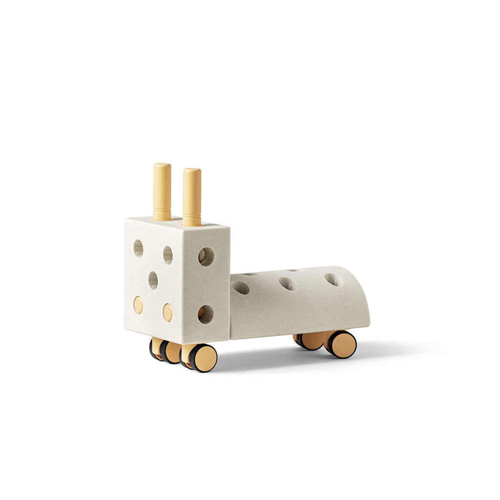 Modu Lille gåbil, aktivitetslegetøj i skum, 10 dele - Sand Grey / Honey Yellow