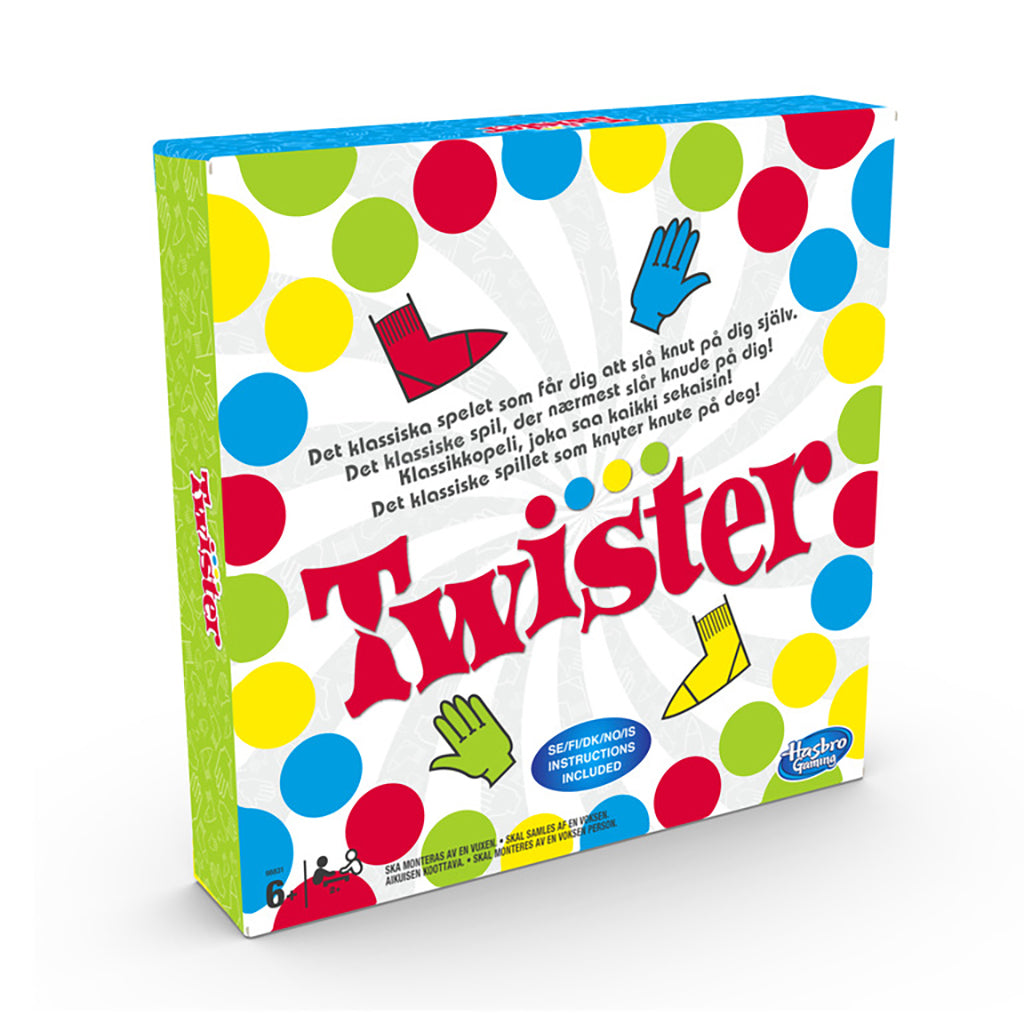 Twister brætspil i farverig æske fra Hasbro