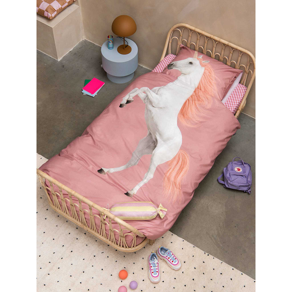 Snurk sengetøy for voksne, økologisk – Unicorn dusty pink