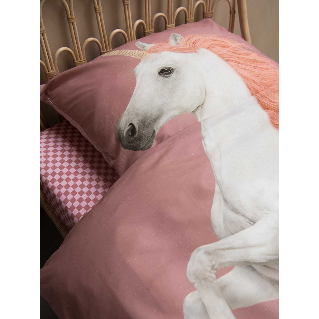 Snurk sengetøy for voksne, økologisk – Unicorn dusty pink