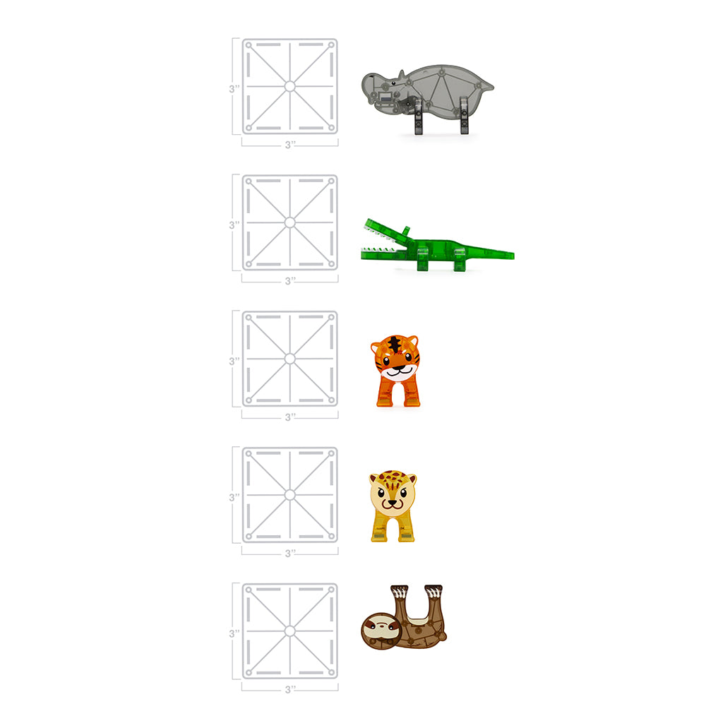 Magna-Tiles Jungle dyr, 25 deler