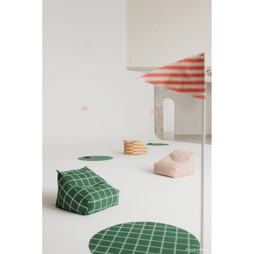 Nobodinoz Vibes sakkosekk-lenestol, Green white windowpane