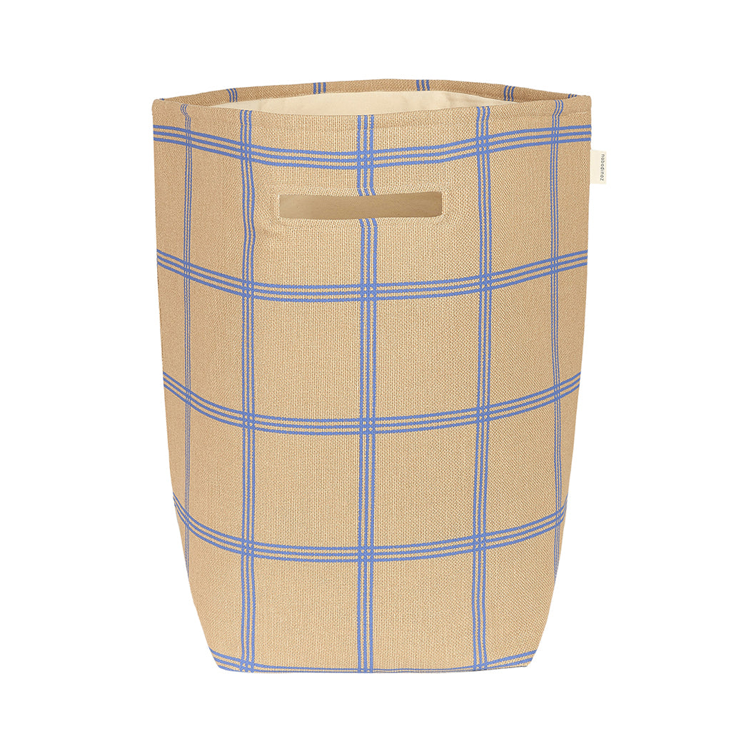 Nobodinoz Vibes opbevaringskurv, large - Brown blue windowpane