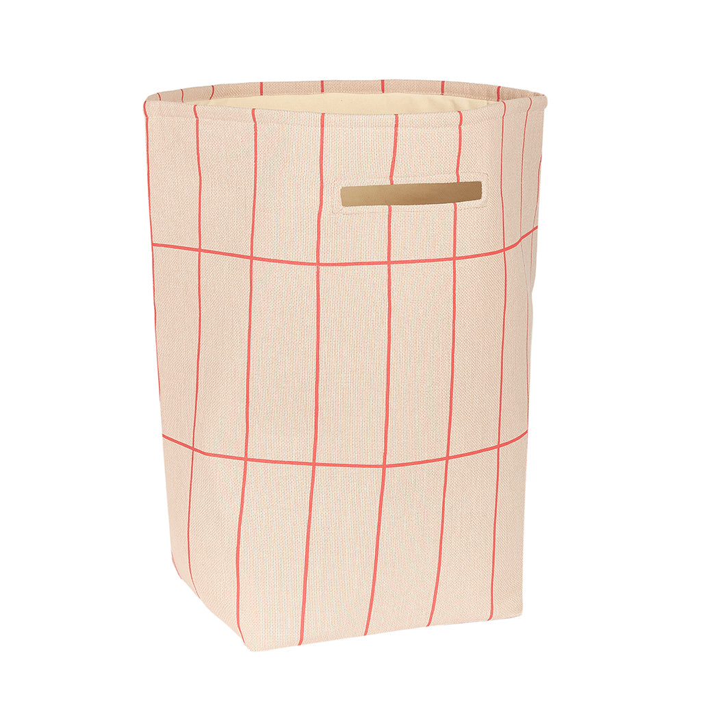 Nobodinoz Vibes oppbevaringskurv, large - Pink red grid
