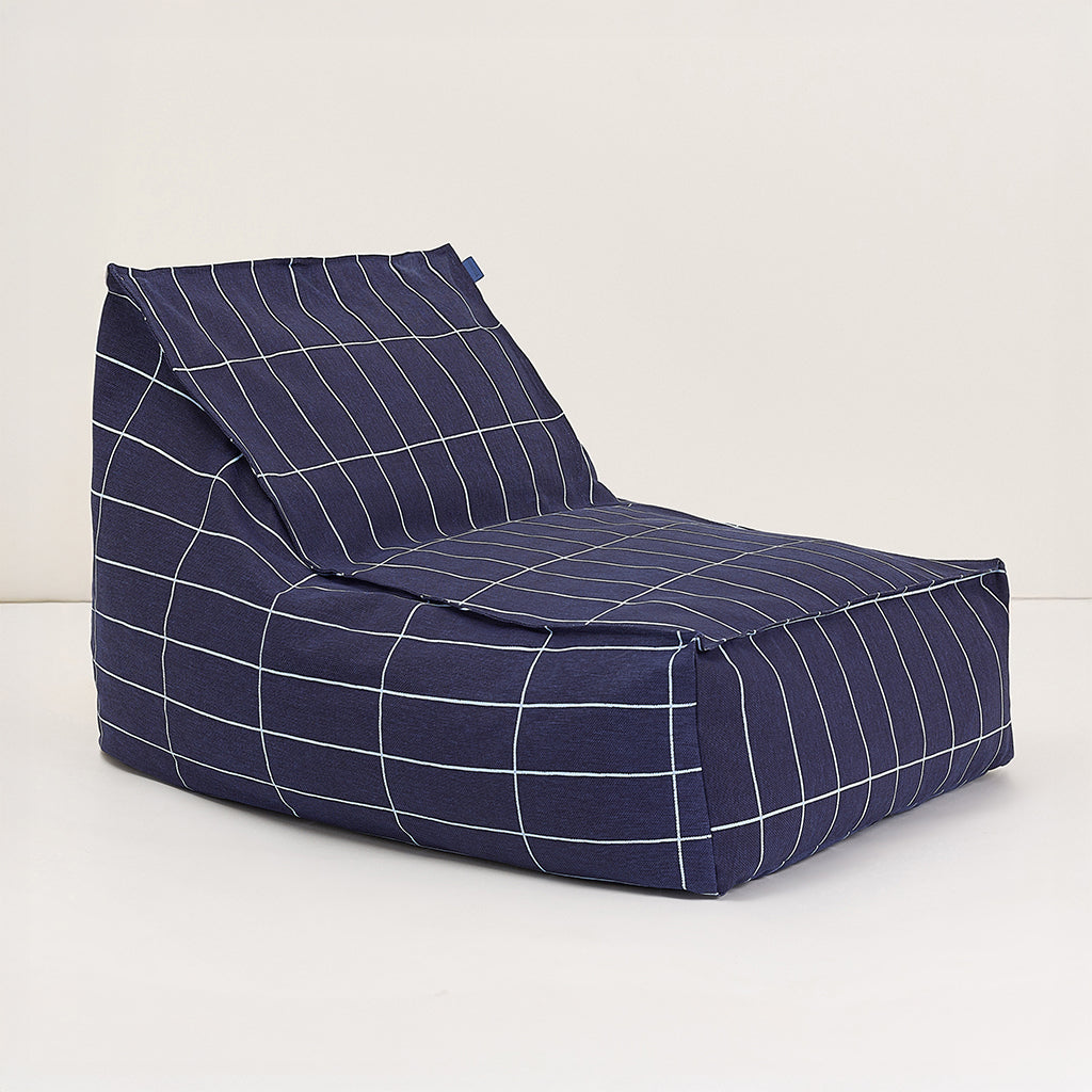 Nobodinoz Vibes lang sækkestol, voksen - Navy blue Grid