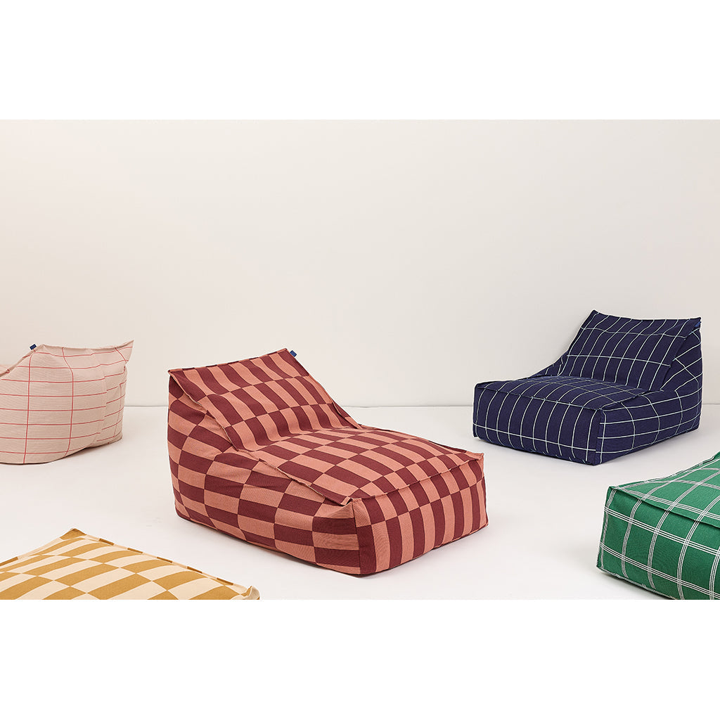 Nobodinoz Vibes lang sækkestol, voksen - Navy blue Grid