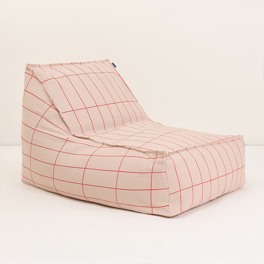 Nobodinoz Vibes lang saccosekk, voksen - Pink red grid