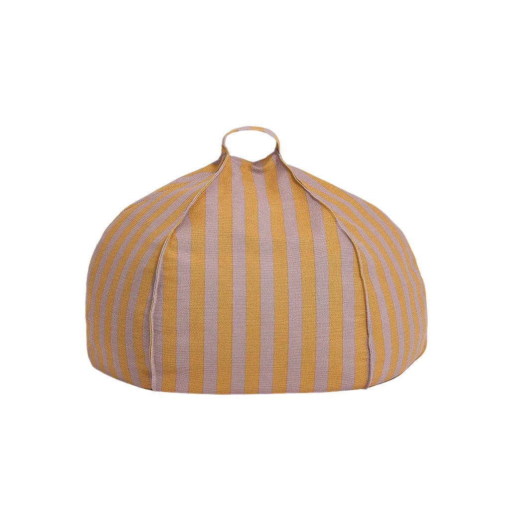 Nobodinoz quiltet rund sakkopute, Vibes - Lilac yellow stripes