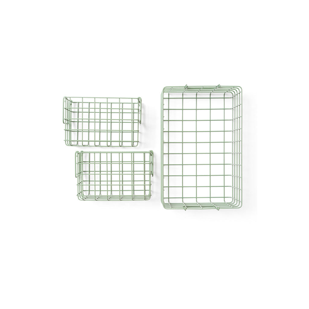 Mustard Made Baskets, sett med 3 trådkurver - Sage